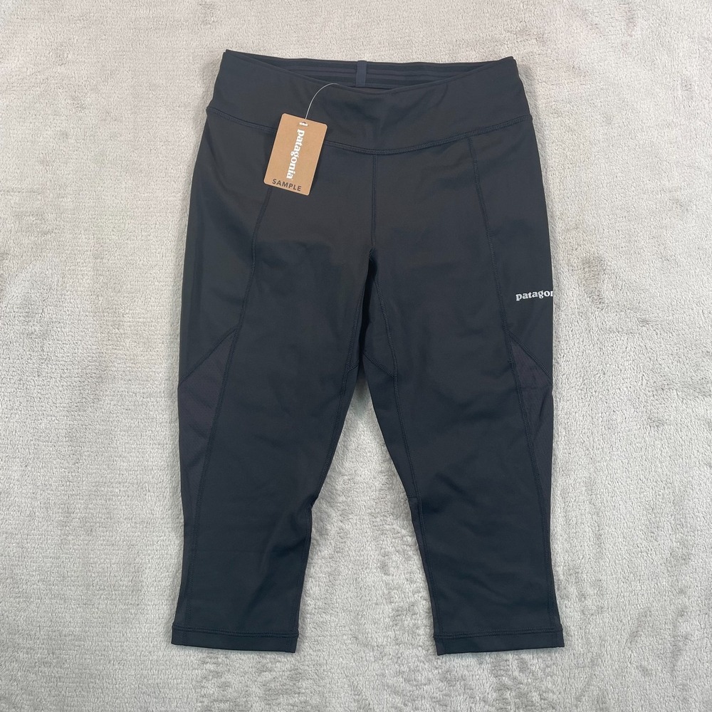 Patagonia Endless Runs Capri Performance Leggings Women Small Black Hike NWT